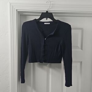 Reformation Navy Button Down Shirt